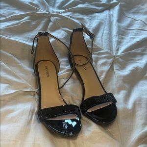 Pashion Footwear Black Heels with Glitter Strap
